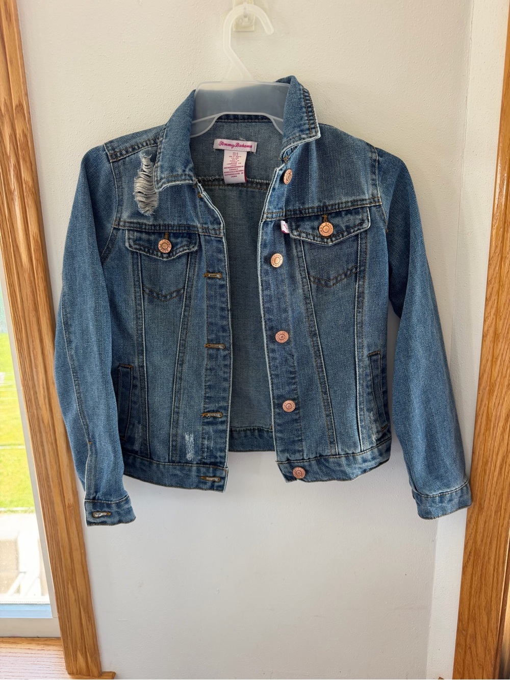 Tommy Bahama Girls' Distressed Blue Denim Jacket